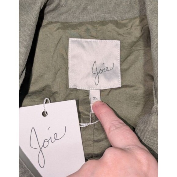 Joie Jacket XS Women's Green Utility Military Field Embroidered Drawstring Waist - Picture 11 of 15
